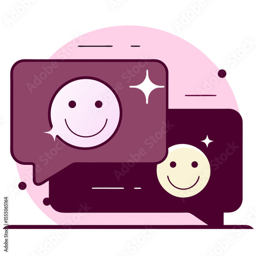 Positive Chat Bubbles with Happy Emojis and Customer Feedback