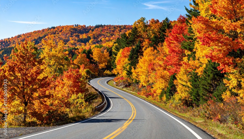 Fototapeta premium winding road surrounded by fall foliage