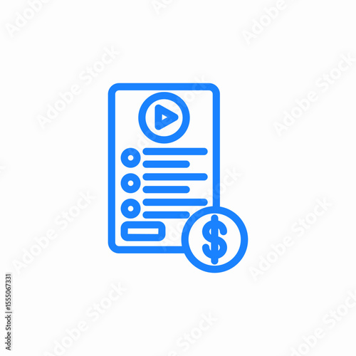 video playlist payment icon sign vector