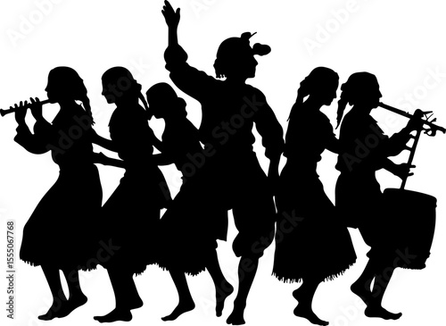 silhouettes of dancing people