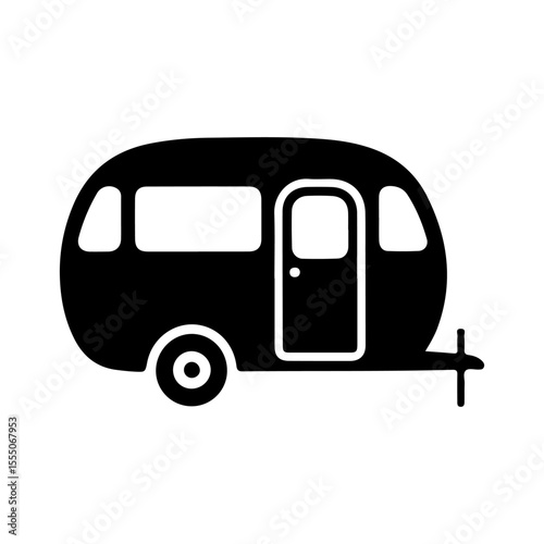Black silhouette of a caravan