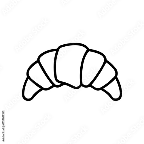 Outline of a croissant on background simple handdrawn bakery food shape bread pastry