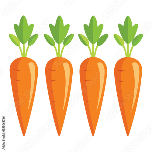six carrot vegetable separately set  isolated  on white background