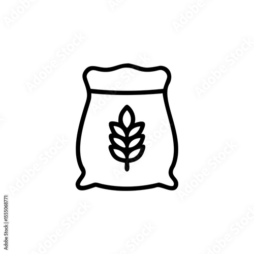 Outline of a sack with a wheat stalk symbol on a background grain food