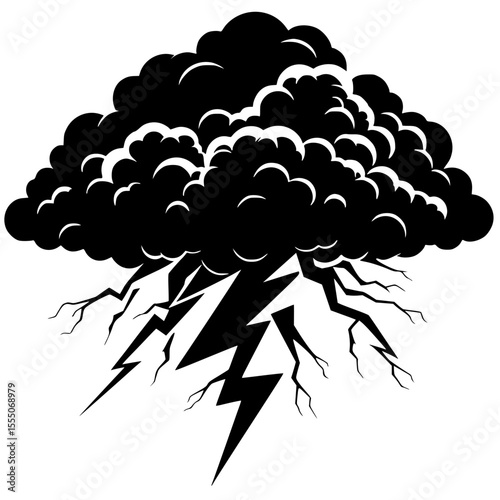 Lightning cloud silhouette
