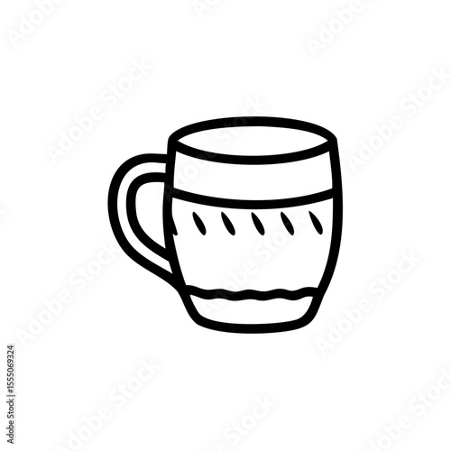 Outline of a beer mug with a handle decorative oval shapes on background pint glass