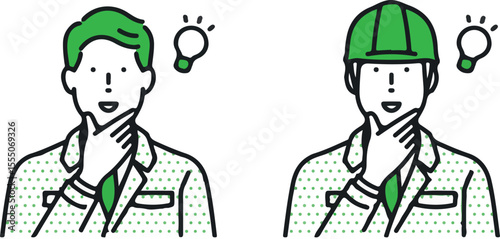 A man in work clothes is full of inspiration