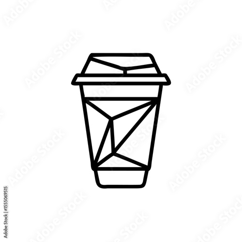 Line art coffee cup with geometric design on background drink beverage