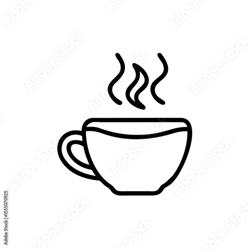 Line art coffee cup with steam rising on a background drink beverage
