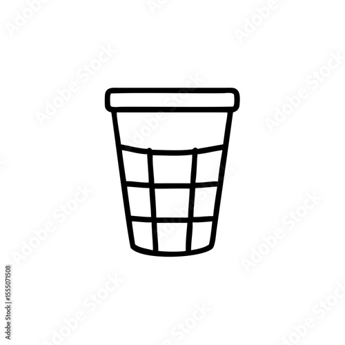 Handdrawn trash can on a background with grid pattern garbage waste