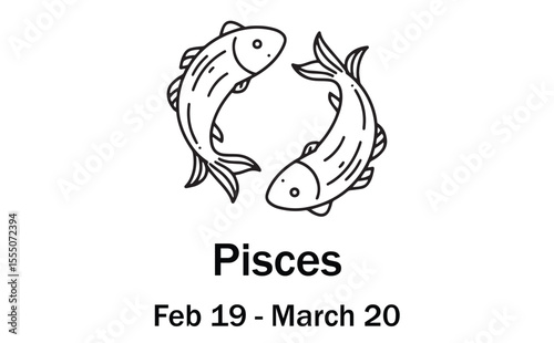 Pisces Zodiac Sign – Dates and Fish Symbol
Pisces Astrology Illustration – Feb 19 to March 20
Two Fish Symbol – Pisces Horoscope Art
Pisces Star Sign – Water Element Spiritual Guide