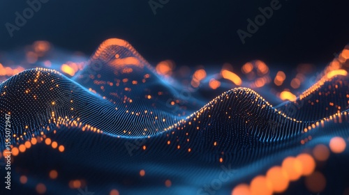 Abstract digital wave patterns.  Dynamic flow of data