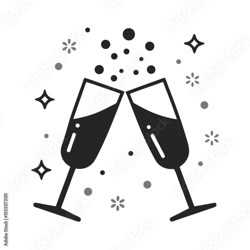 champagne glasses on black background