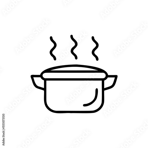 Handdrawn of a cooking pot with steam rising above it on a background saucepan heat