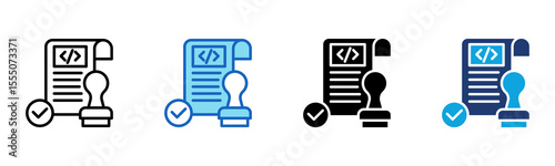 Code Approval icon Multi Style Vector Illustration