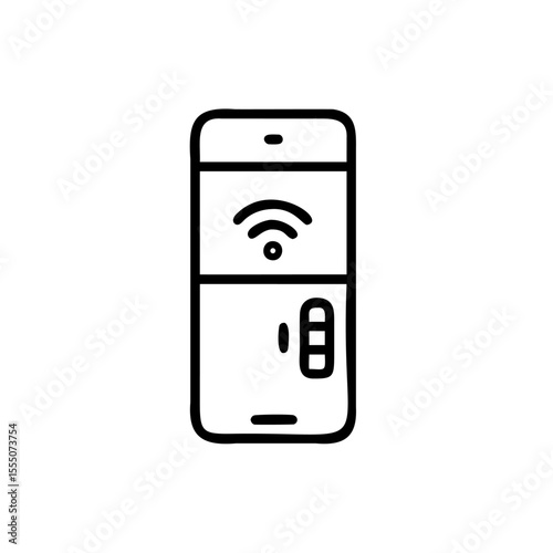 Smartphone with Wi Fi symbol three button control on background mobile device
