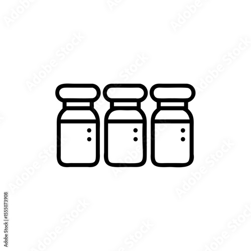 Three vaccine vials with dots on a background ampoule medicine