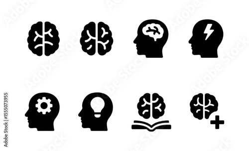 Creative brain icons: intelligence, innovation, and learning