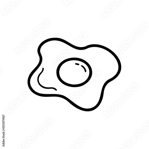 Handdrawn outline of a fried egg with a background breakfast food concept vector