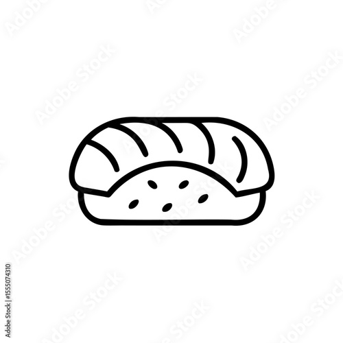 Handdrawn sushi roll with rice nori seaweed on background food Japanese