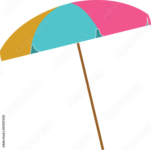 Colorful beach Umbrella flat vector illustration. 