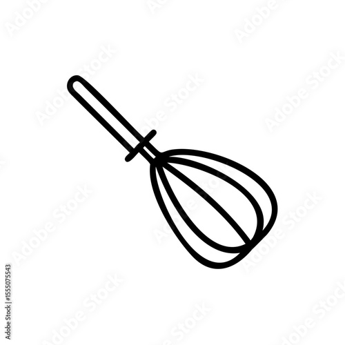 Outline of a whisk kitchen utensil on a background handdrawn cooking baking