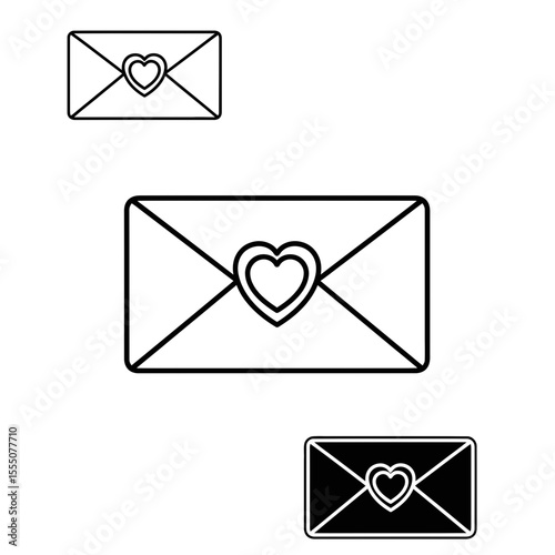 Love letter envelopes with heart design in various sizes  