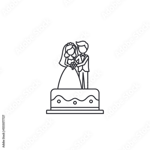 Wedding cake topper featuring bride and groom in a minimalist design  
