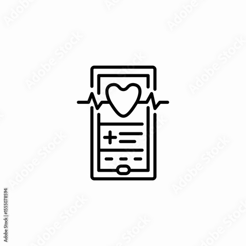 mobile heart monitor icon sign vector