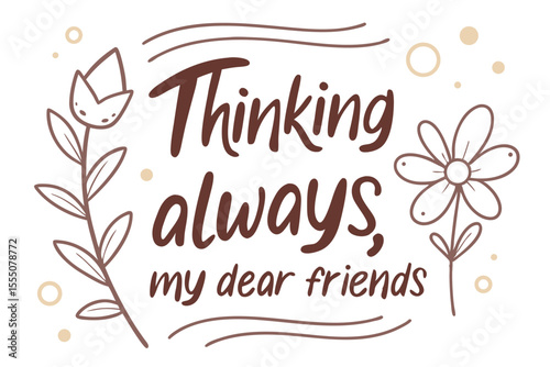 Charming handwritten message design with colorful elements for friends