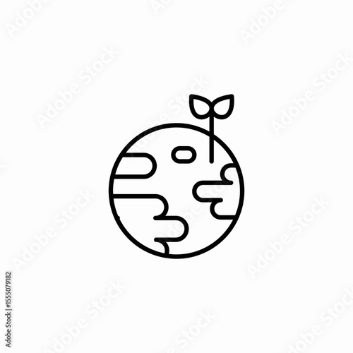 planet with sprout icon sign vector