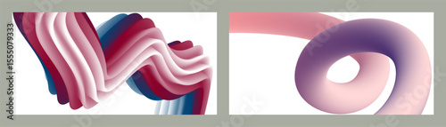 Abstract volumetric background. Cords. set of two illustrations. Toothpaste in a tube. Minimalism. Creative modern background. Cover design, wallpaper, background. eps vector.