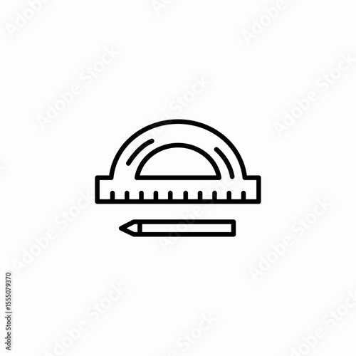 protractor pencil drawing icon sign vector