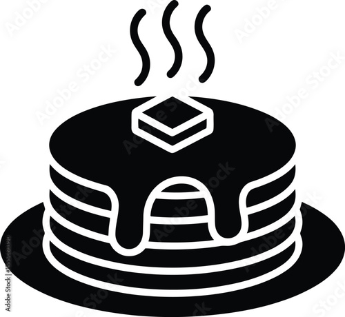 Delicious Stack of Pancakes with Melting Butter and Steam Perfect for Breakfast or Brunch in a Minimalist Black