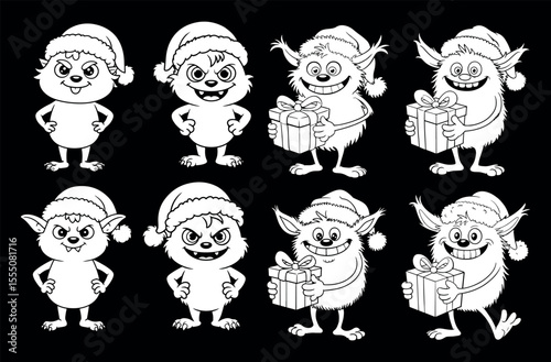 Funny cartoon green character vector illustration