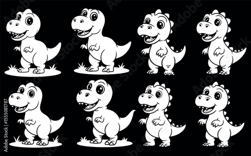 Baby dinosaur cute bundle vector illustration