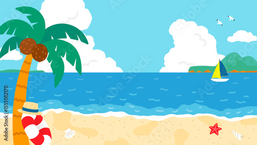夏の海岸イラスト