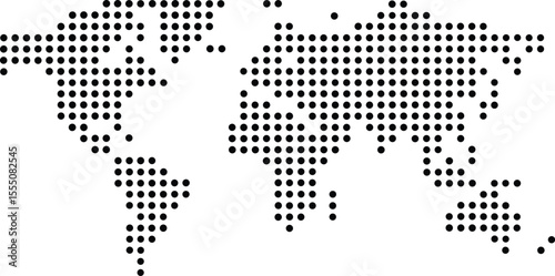 world map made of dots on a white background