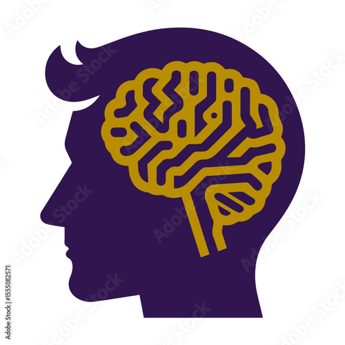 human head silhouette with bright brain