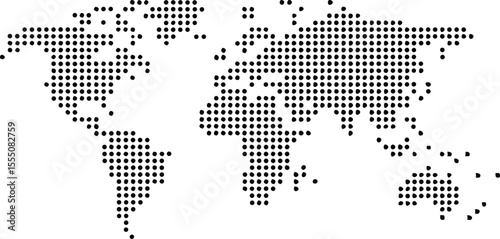 world map made of dots on a white background