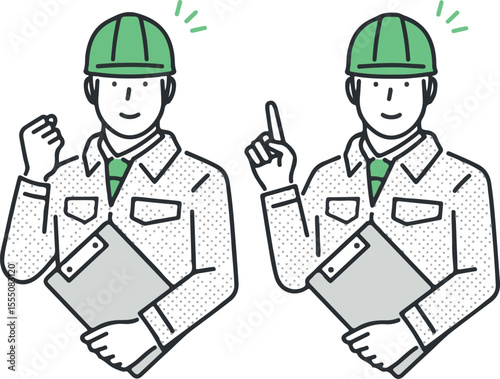 Men's clothing in work pose set clothes