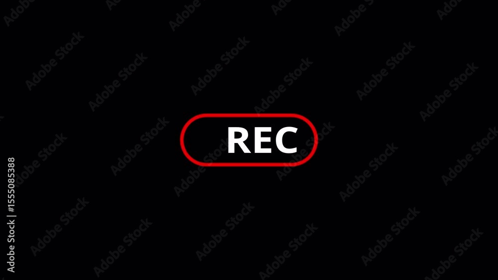 Recording button animation, camera recording sign on a transparent background, Red symbol, button of recording video, broadcasting, voice recorder  in 4k. 