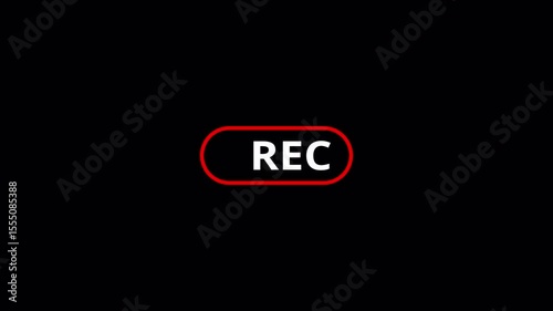 Recording button animation, camera recording sign on a transparent background, Red symbol, button of recording video, broadcasting, voice recorder  in 4k. 