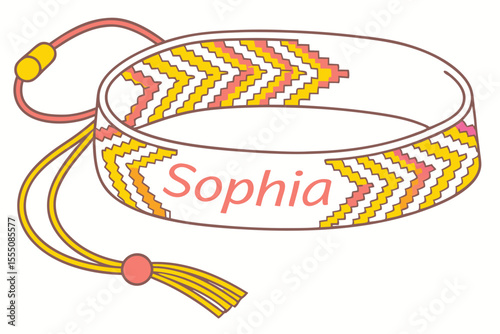 Handcrafted woven friendship bracelet with personalized name detail