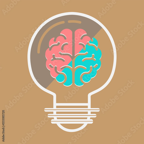 human brain with bulb