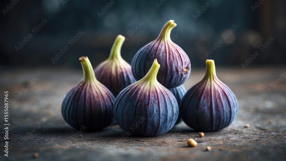 Obraz premium Fresh figs arranged on a rustic wooden surface with a blurred background. Natural food, organic produce, and healthy eating concept.