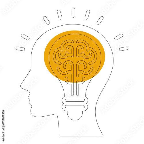 Bright brain Line Art Vector