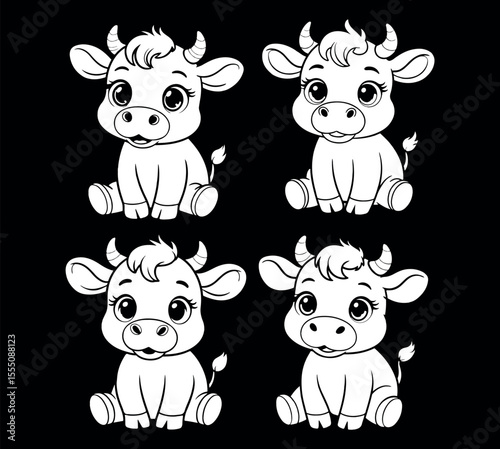 Adorable baby cow illustration vector illustration