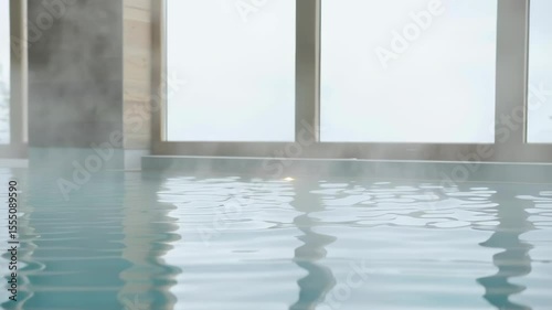 luxurious indoor spa with steamy water and serene ambiance, perfect for relaxation and rejuvenation in a tranquil setting