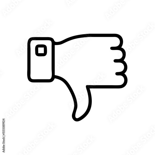 Black and White Thumbs Down Icon – Minimalist Outline Vector Symbol for Dislike, Negative Feedback, Downvote, Rejection, or Unfavorable Opinion in Social Media, Reviews, and Online Interactions"